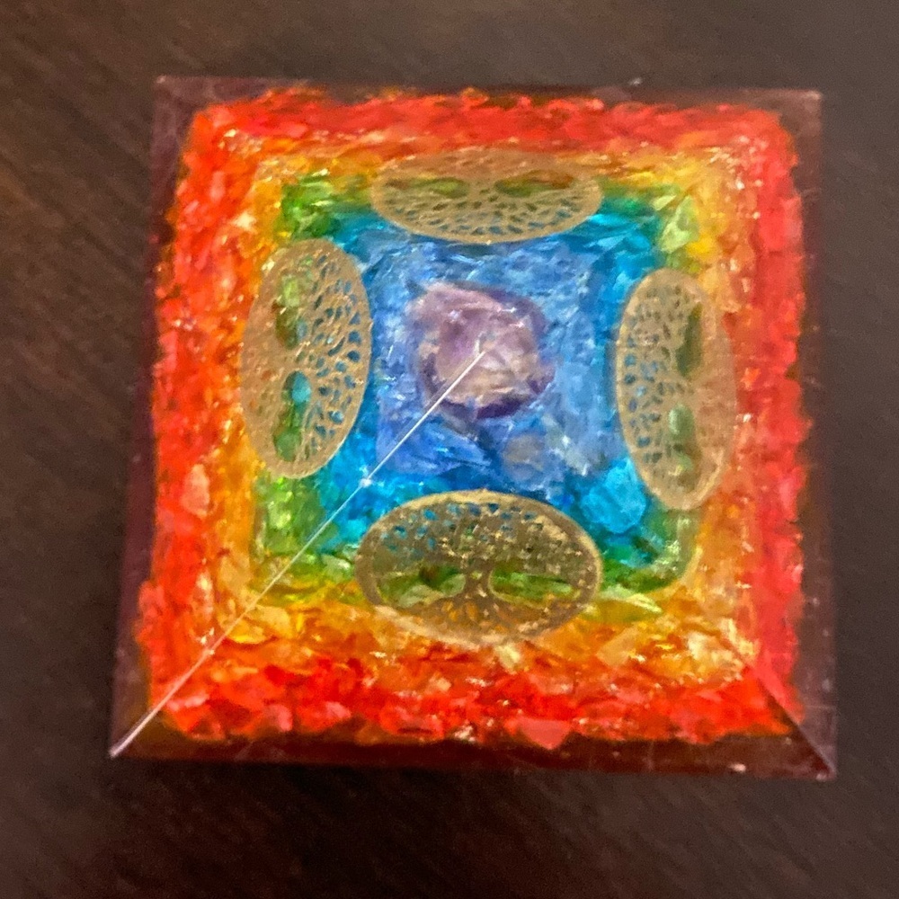 Orgonite Chakra Pyramid Tree of Life | Crystal Energy Healing Decor - Picture 4 of 5